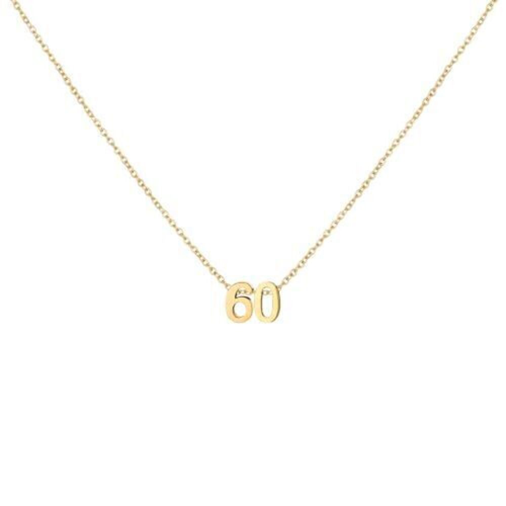 2834 18K Gold Plated Number 60 Necklace Dainty Pendant Chain Necklace